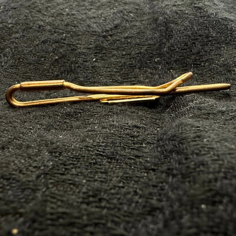 Vintage Initial G Tie‎ Clip Gold Tone Mother of Pearl Mens Monogram Bar
